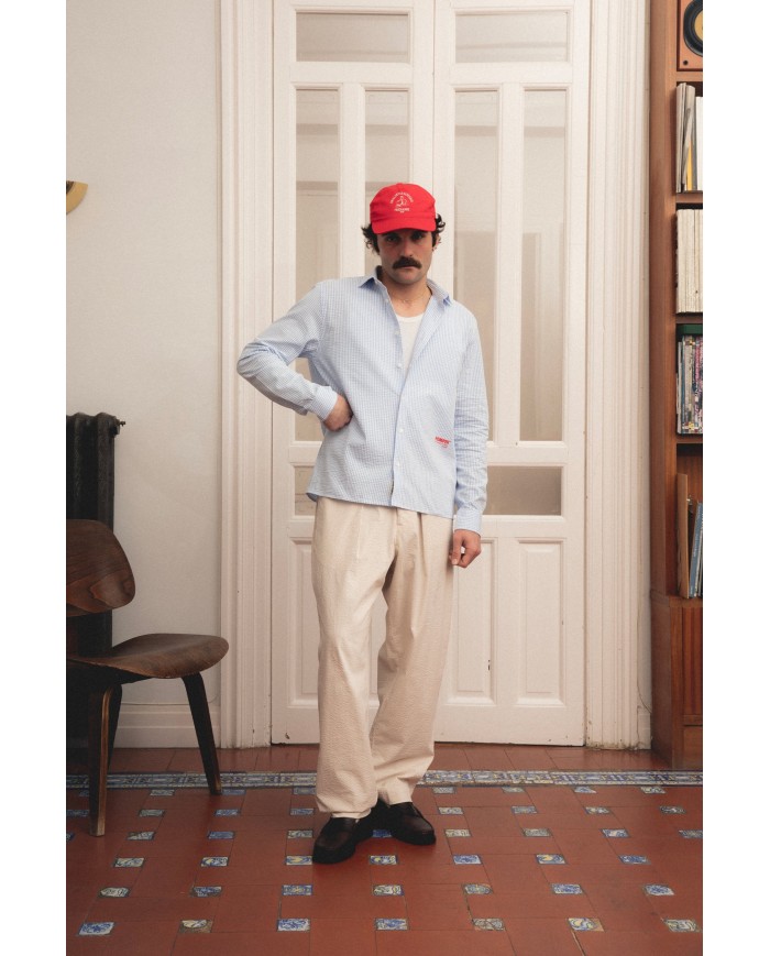 pompeii checked blue shirt