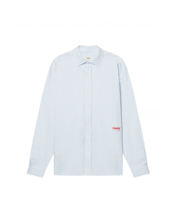 pompeii checked blue shirt